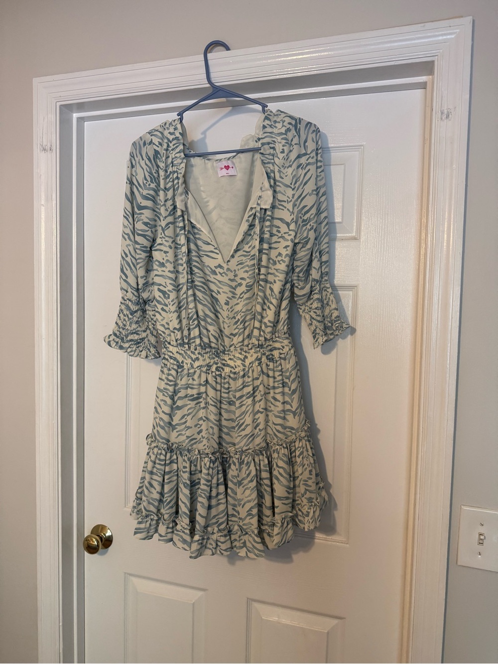 Budy love blue and white zebra print dress
